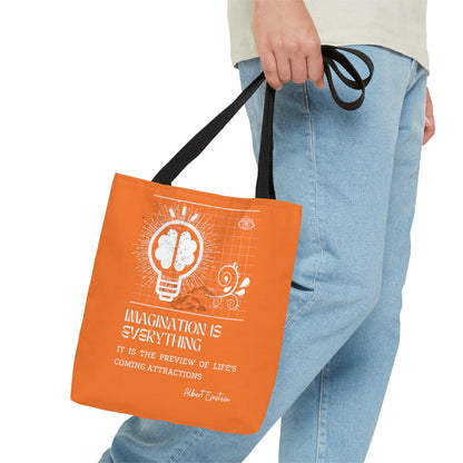 Classic Quotes Tote Bag - Albert Einstein, 'Imagination is everything, it is the preview of life's coming attractions' - Tote Bag