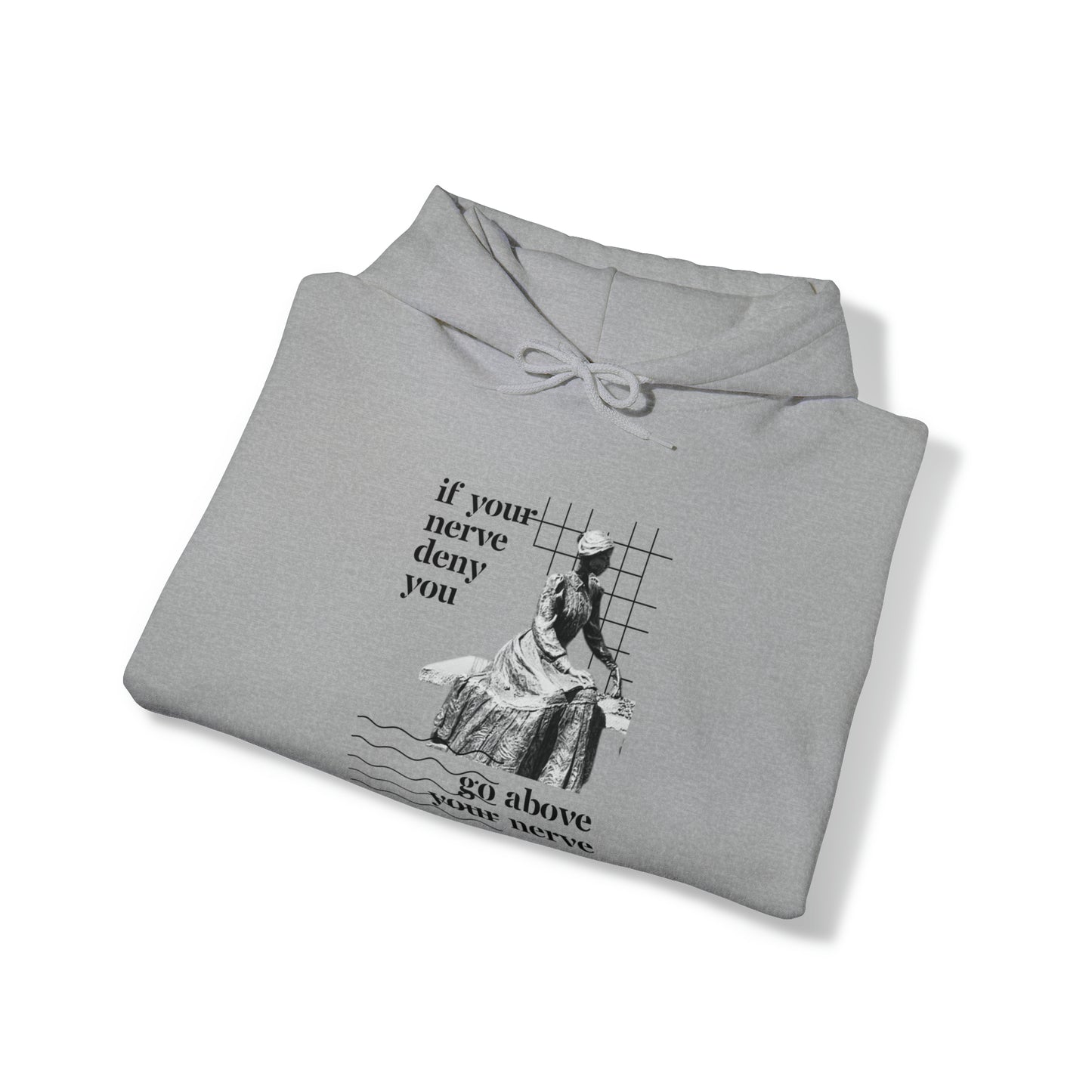 Classic Quotes Hoodie - Emily Dickinson, 'If your nerve deny you, go above your nerve' - Unisex Heavy Blend™ Hooded Sweatshirt