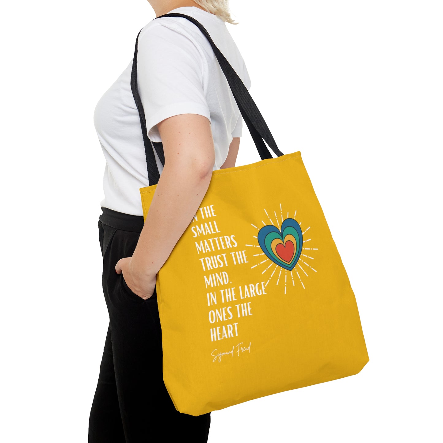 Classic Quotes Tote Bag - Sigmund Freud, 'In the small matters trust the mind, in the large ones the heart' - Tote Bag