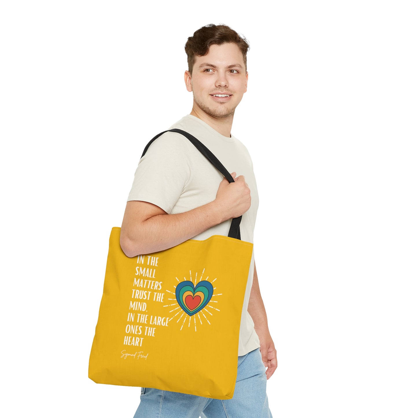Classic Quotes Tote Bag - Sigmund Freud, 'In the small matters trust the mind, in the large ones the heart' - Tote Bag