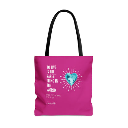 Classic Quotes Tote Bag - Oscar Wilde 'To live is the rarest thing in the world. Most people exist, that is all' - Tote Bag