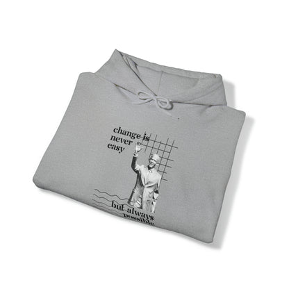Classic Quotes Hoodie - Barack Obama, 'Change is never easy but always possible' - Unisex Heavy Blend™ Hooded Sweatshirt