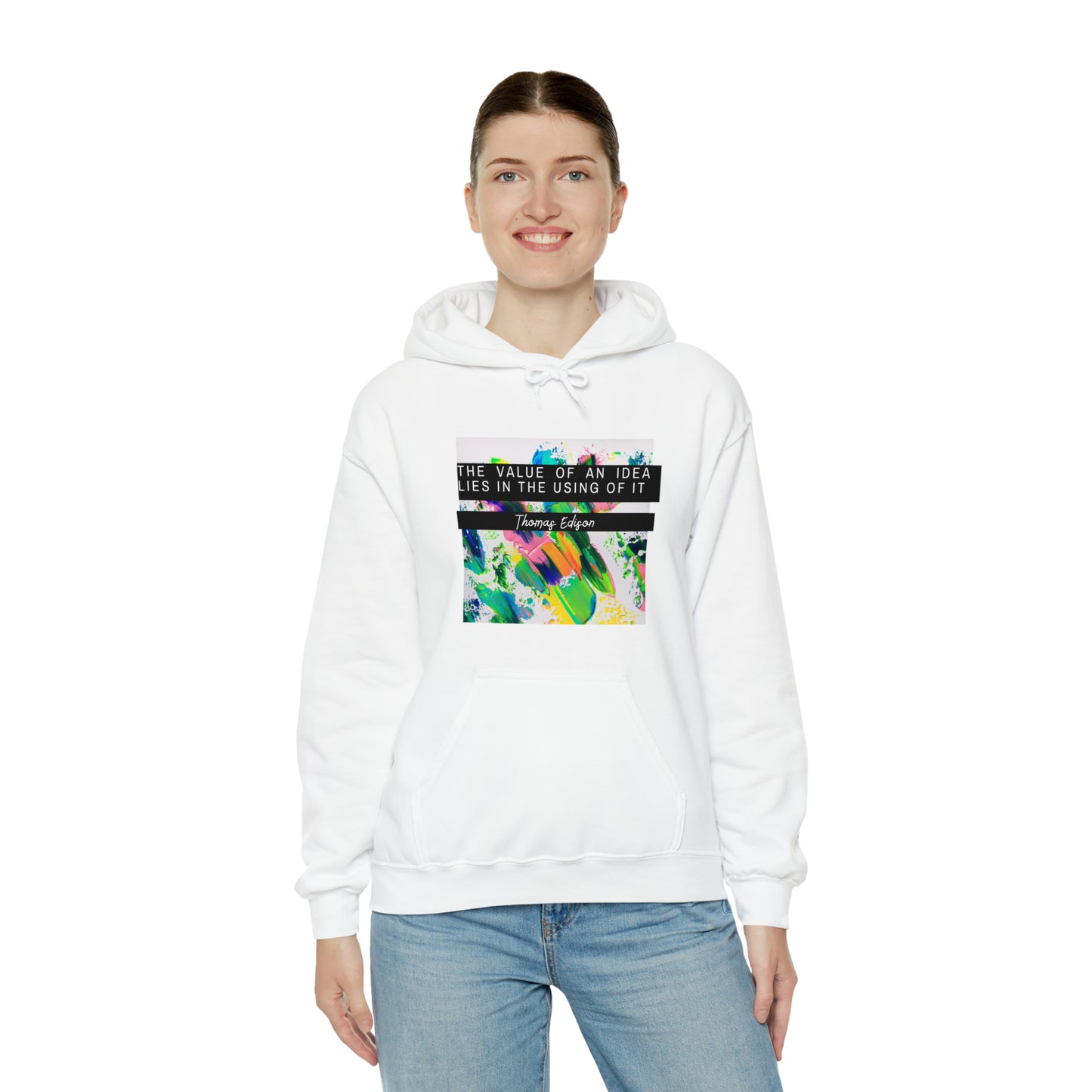 Classic Quotes Hoodie - Thomas Edison, 'The value of an idea lies in the using of it' - Unisex Heavy Blend™ Hooded Sweatshirt