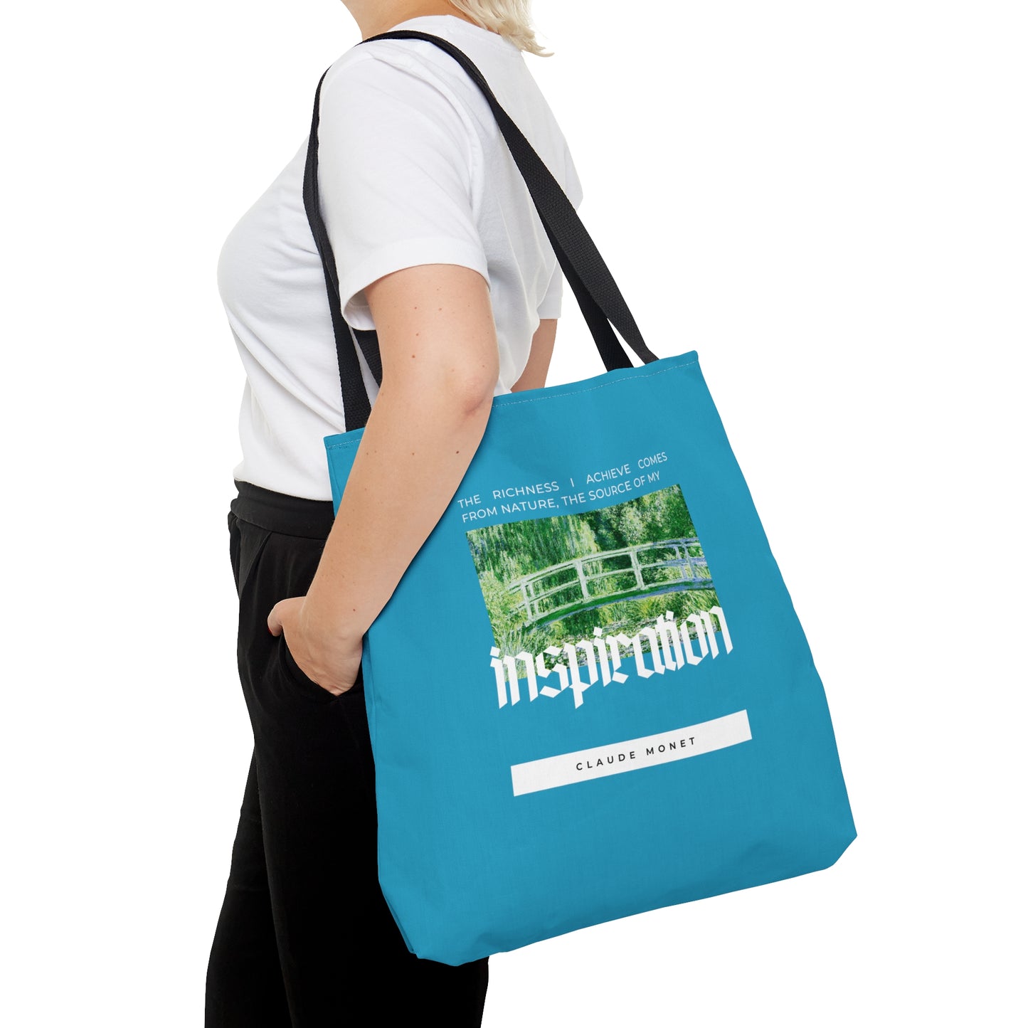 Classic Quotes Tote Bag - Claude Monet, 'The richness I achieve comes from Nature, the source of my inspiration' - Tote Bag
