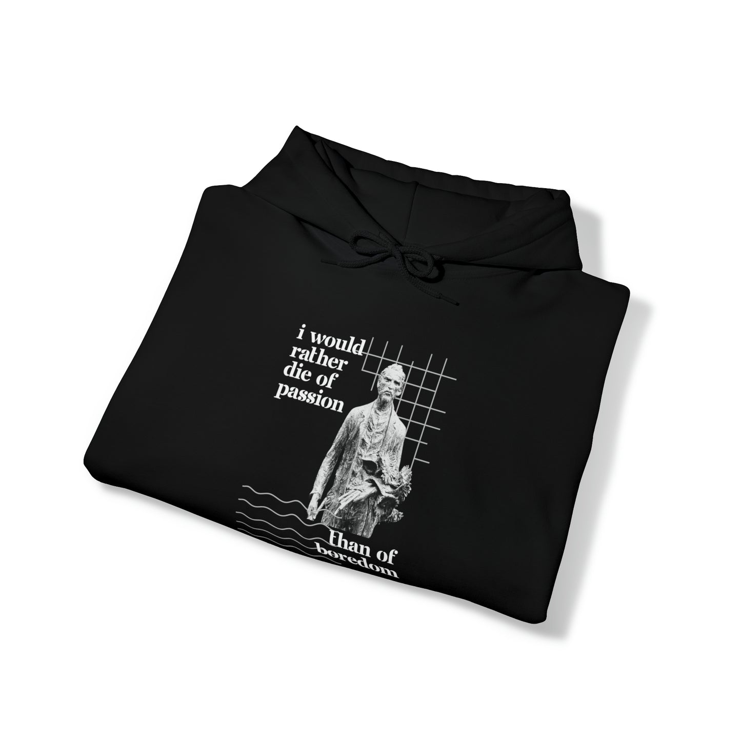 Classic Quotes Hoodie - Vincent van Gogh, 'I would rather die of passion than of boredom' - Unisex Heavy Blend™ Hooded Sweatshirt