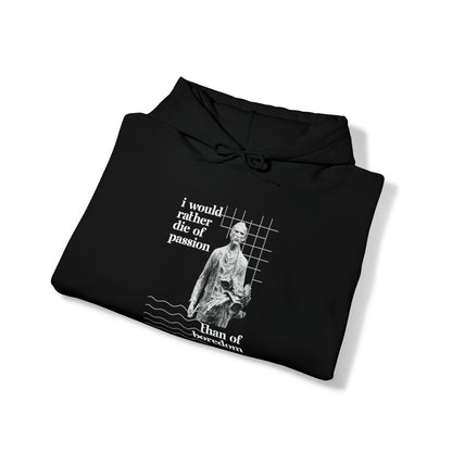 Classic Quotes Hoodie - Vincent van Gogh, 'I would rather die of passion than of boredom' - Unisex Heavy Blend™ Hooded Sweatshirt