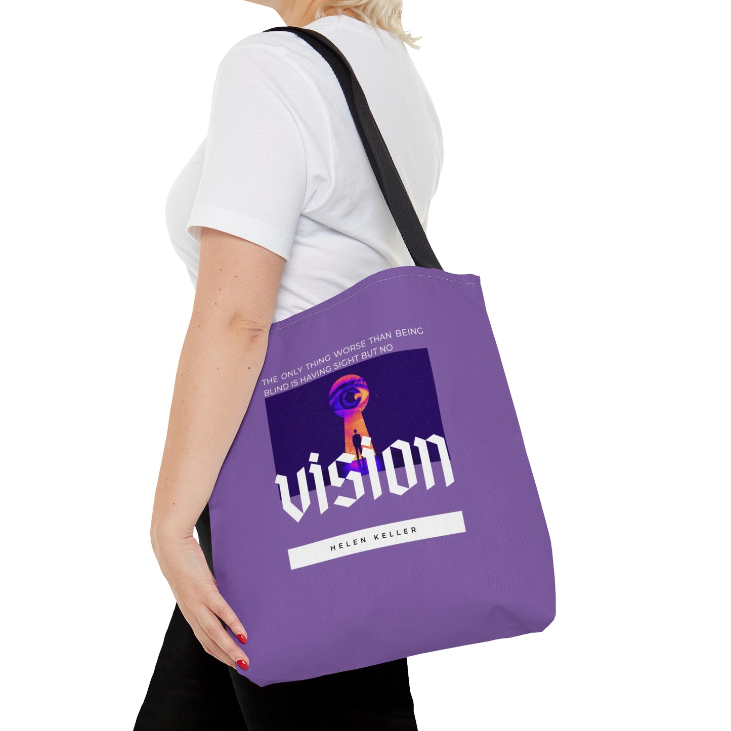 Classic Quotes Tote Bag - Helen Keller, 'The only thing worse than being blind is having sight but no vision' - Tote Bag