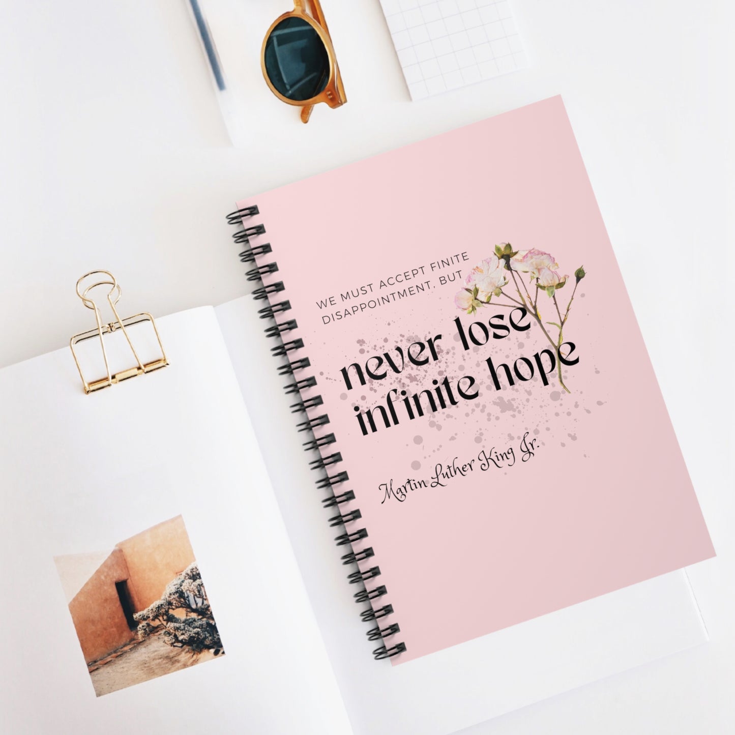 Classic Quotes Spiral Notebook - Martin Luther King Jr, 'We must accept finite disappointment, but never lose infinite hope' - Spiral Notebook - Ruled Line