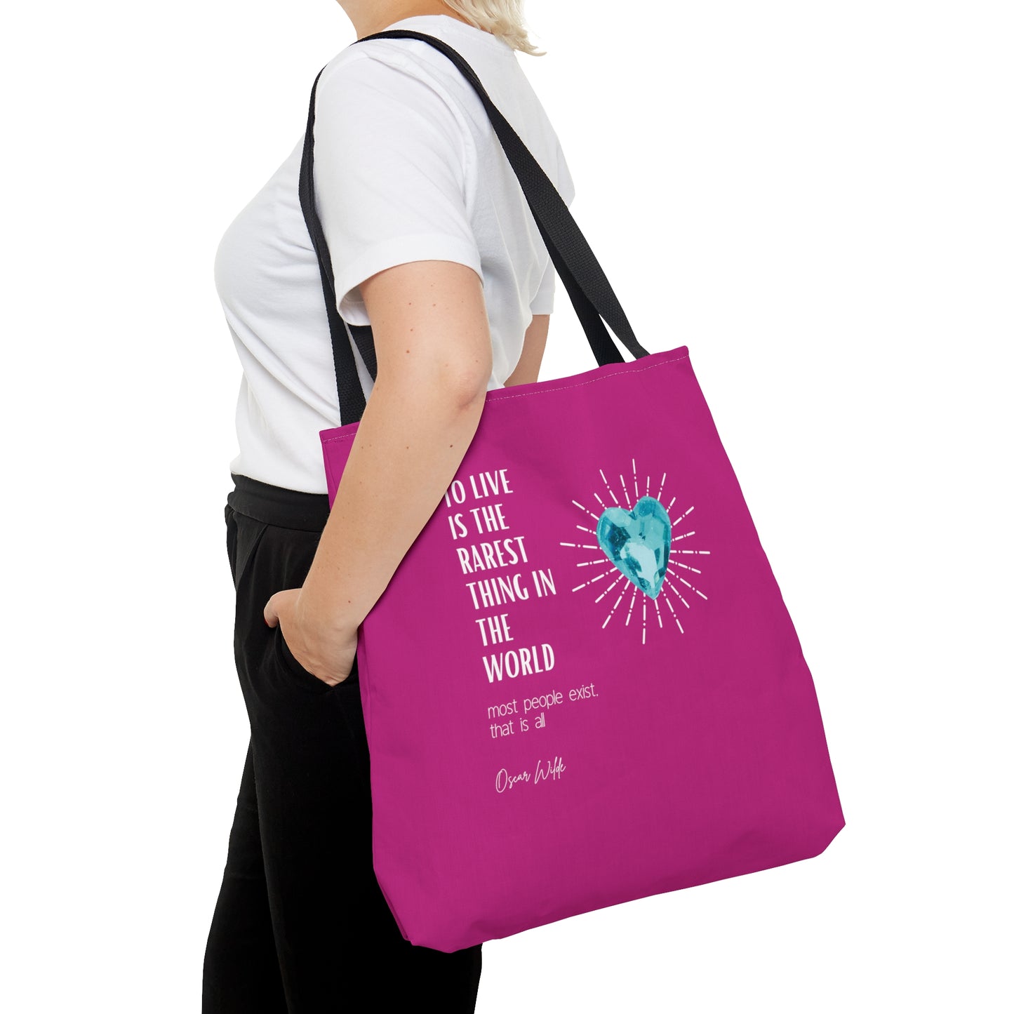Classic Quotes Tote Bag - Oscar Wilde 'To live is the rarest thing in the world. Most people exist, that is all' - Tote Bag