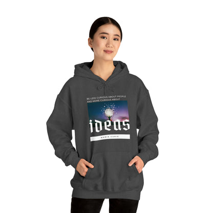 Classic Quotes Hoodie - Marie Curie, 'Be less curious about people and more curious about ideas' - Unisex Heavy Blend™ Hooded Sweatshirt