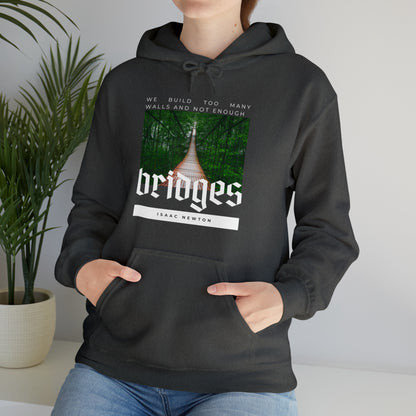 Classic Quotes Hoodie - Isaac Newton, 'We build too many walls and not enough bridges'' - Unisex Heavy Blend™ Hooded Sweatshirt