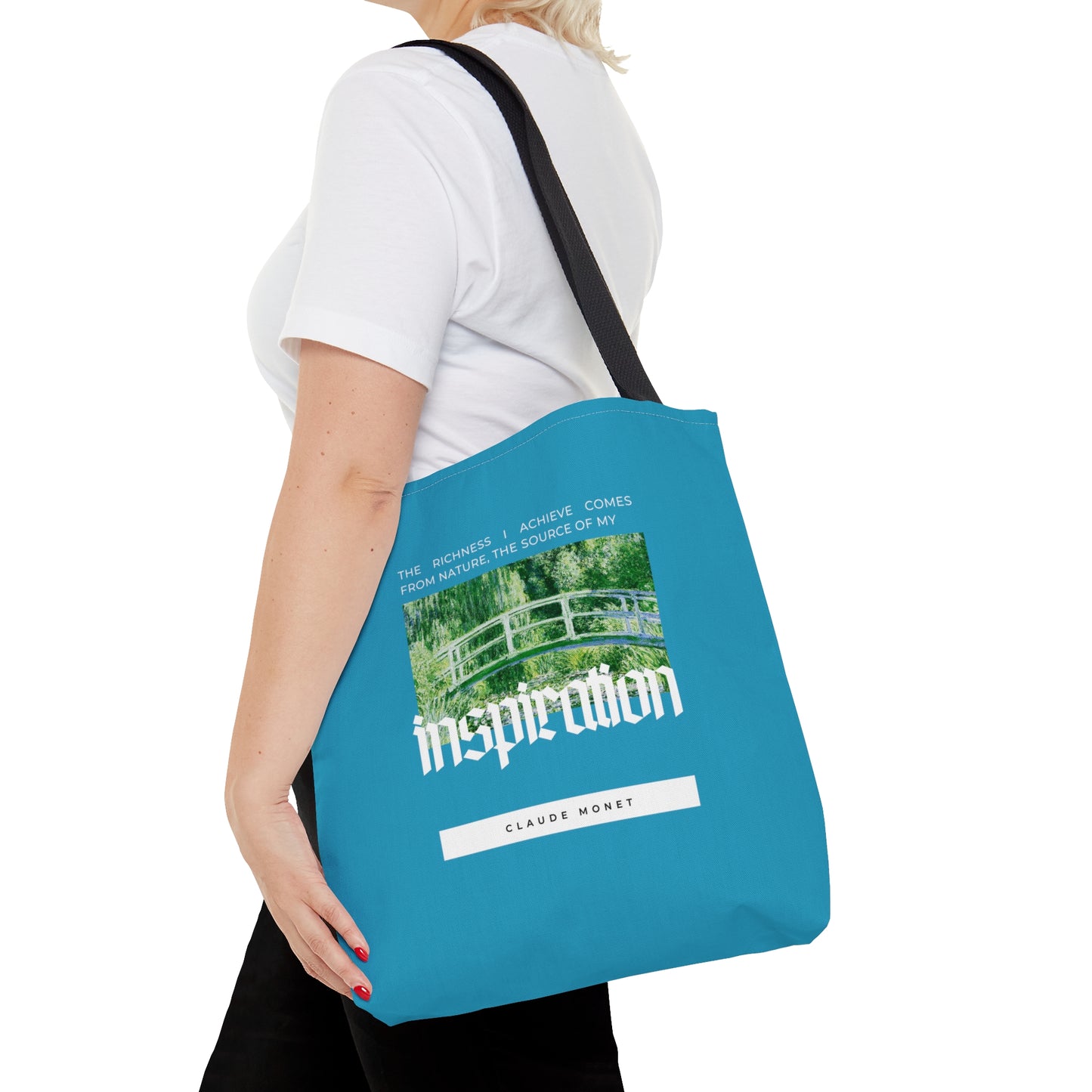 Classic Quotes Tote Bag - Claude Monet, 'The richness I achieve comes from Nature, the source of my inspiration' - Tote Bag