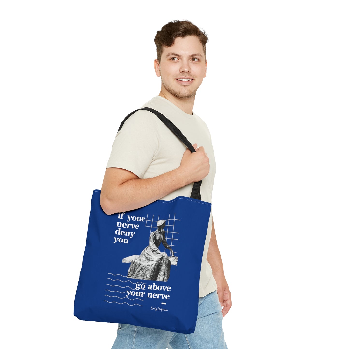 Classic Quotes Tote Bag -  Emily Dickinson, 'If your nerve deny you, go above your nerve' - Tote Bag