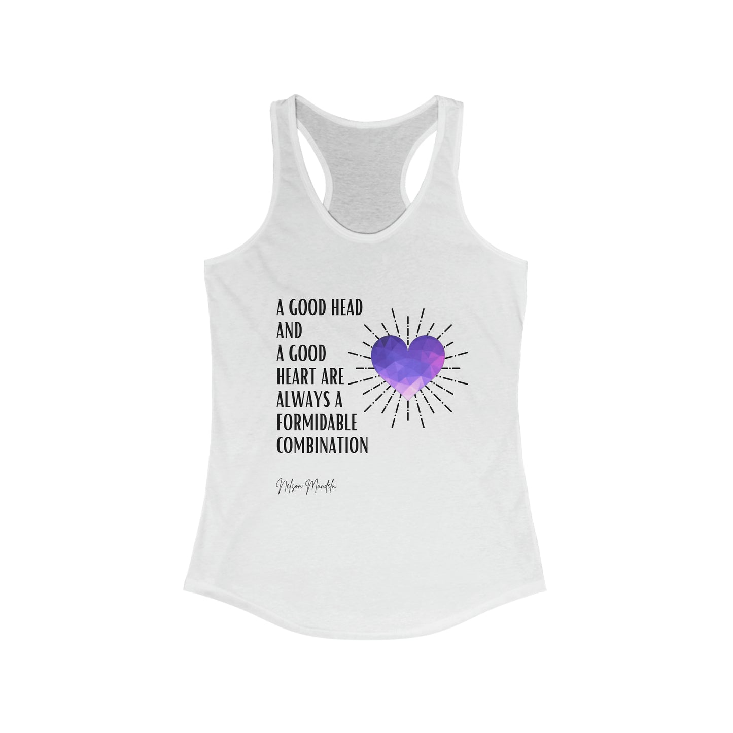 Classic Quotes Racerback Tank - Nelson Mandela, 'A good head and a good heart are always a formidable combination' - Women's Ideal Racerback Tank
