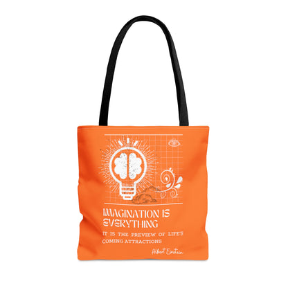 Classic Quotes Tote Bag - Albert Einstein, 'Imagination is everything, it is the preview of life's coming attractions' - Tote Bag