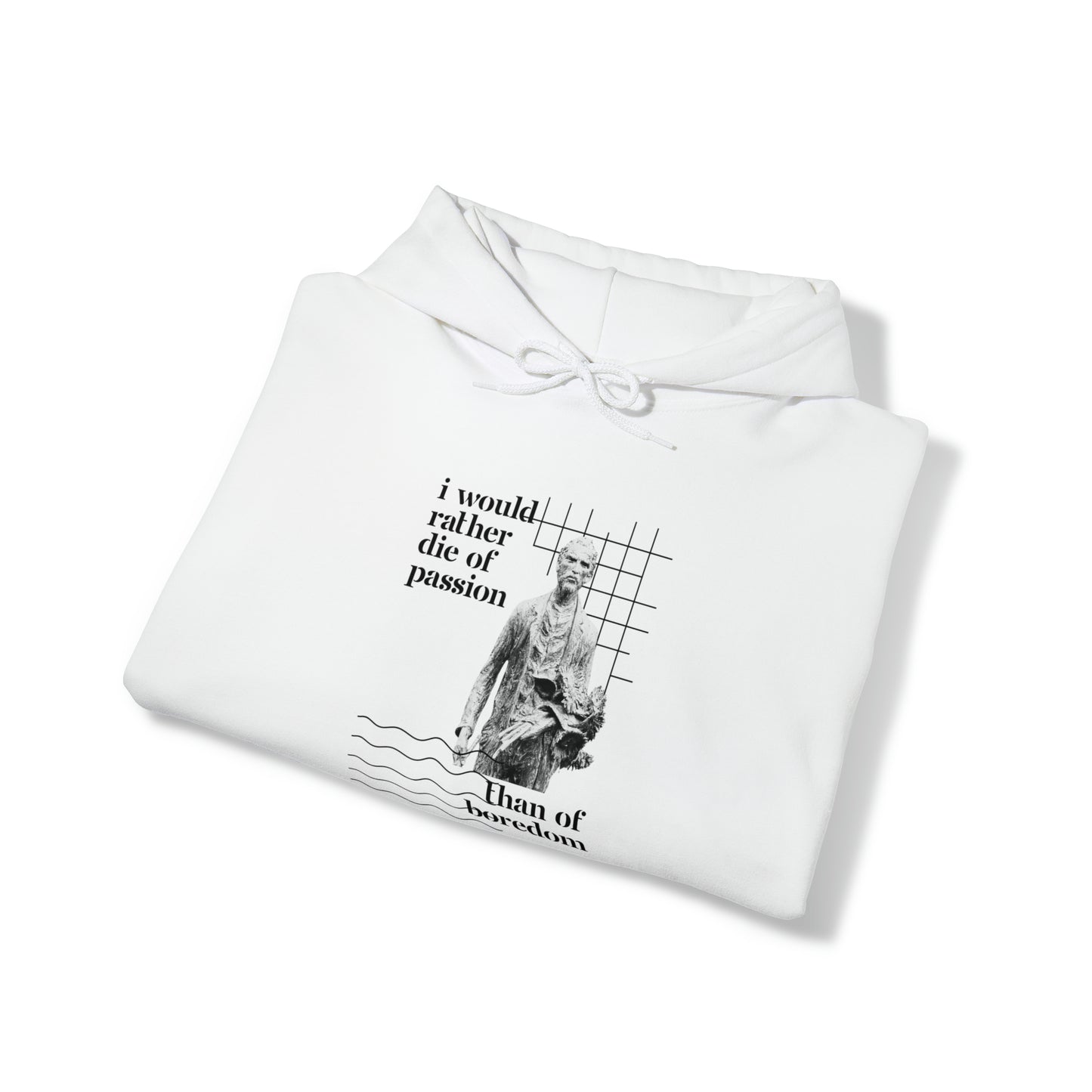 Classic Quotes Hoodie - Vincent van Gogh, 'I would rather die of passion than of boredom' - Unisex Heavy Blend™ Hooded Sweatshirt