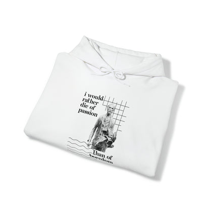Classic Quotes Hoodie - Vincent van Gogh, 'I would rather die of passion than of boredom' - Unisex Heavy Blend™ Hooded Sweatshirt