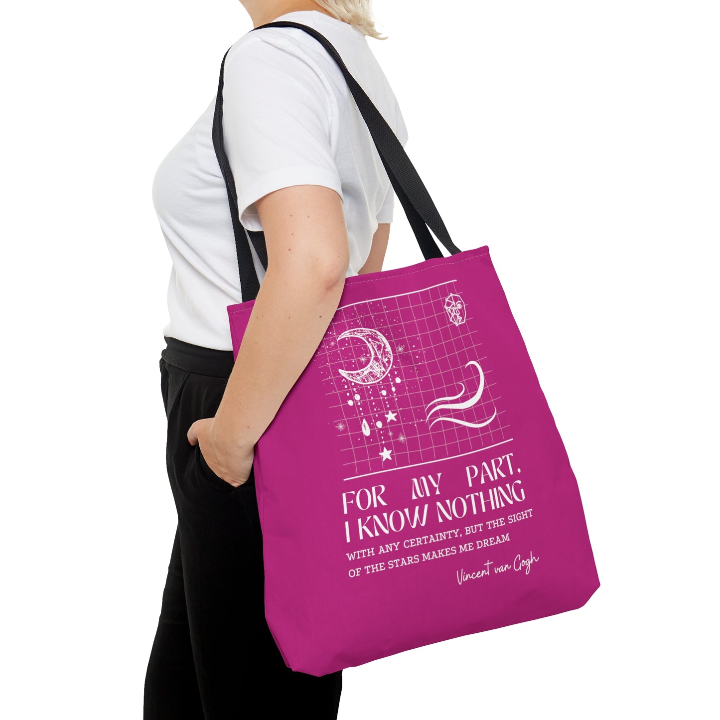 Classic Quotes Tote Bag - Vincent van Gogh, 'For my part, I know nothing with any certainty, but the sight of the stars makes me dream' - Tote Bag