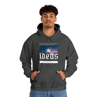 Classic Quotes Hoodie - Marie Curie, 'Be less curious about people and more curious about ideas' - Unisex Heavy Blend™ Hooded Sweatshirt