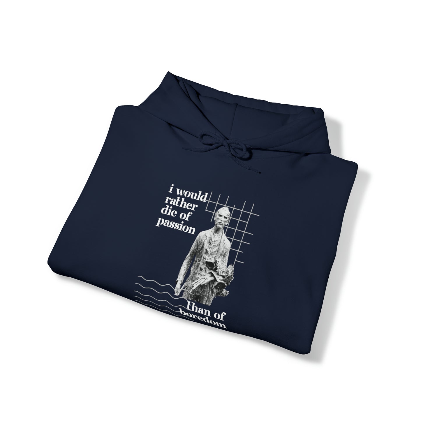 Classic Quotes Hoodie - Vincent van Gogh, 'I would rather die of passion than of boredom' - Unisex Heavy Blend™ Hooded Sweatshirt