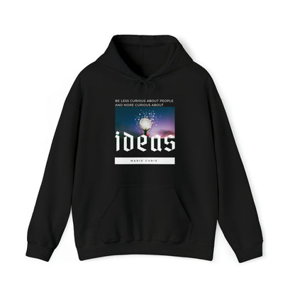Classic Quotes Hoodie - Marie Curie, 'Be less curious about people and more curious about ideas' - Unisex Heavy Blend™ Hooded Sweatshirt