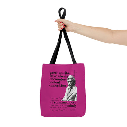 Classic Quotes Tote Bag - Albert Einstein, 'Great spirits have always encountered violent opposition from mediocre minds' - Tote Bag