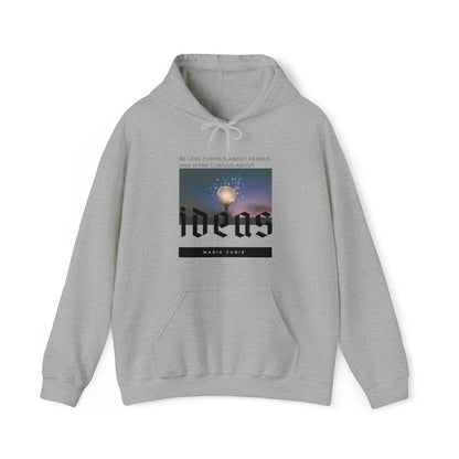 Classic Quotes Hoodie - Marie Curie, 'Be less curious about people and more curious about ideas' - Unisex Heavy Blend™ Hooded Sweatshirt
