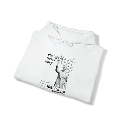 Classic Quotes Hoodie - Barack Obama, 'Change is never easy but always possible' - Unisex Heavy Blend™ Hooded Sweatshirt