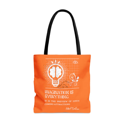 Classic Quotes Tote Bag - Albert Einstein, 'Imagination is everything, it is the preview of life's coming attractions' - Tote Bag