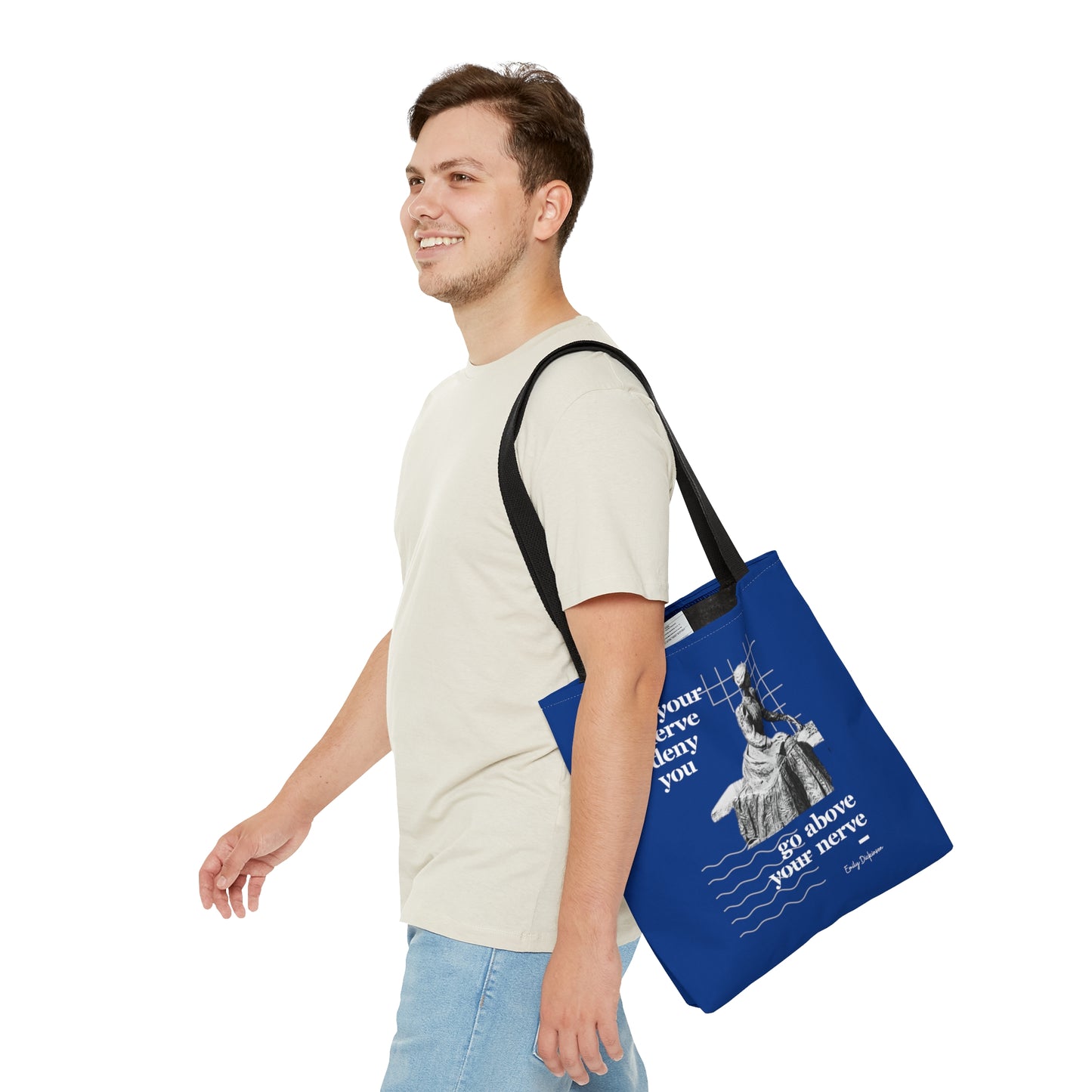 Classic Quotes Tote Bag -  Emily Dickinson, 'If your nerve deny you, go above your nerve' - Tote Bag