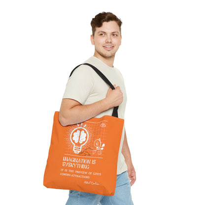 Classic Quotes Tote Bag - Albert Einstein, 'Imagination is everything, it is the preview of life's coming attractions' - Tote Bag
