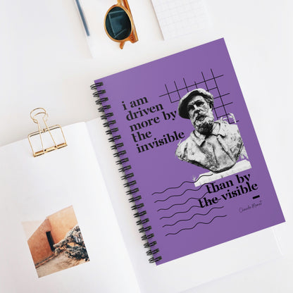 Classic Quotes Spiral Notebook - Claude Monet, 'I am driven more by the invisible than the visible' - Spiral Notebook - Ruled Line