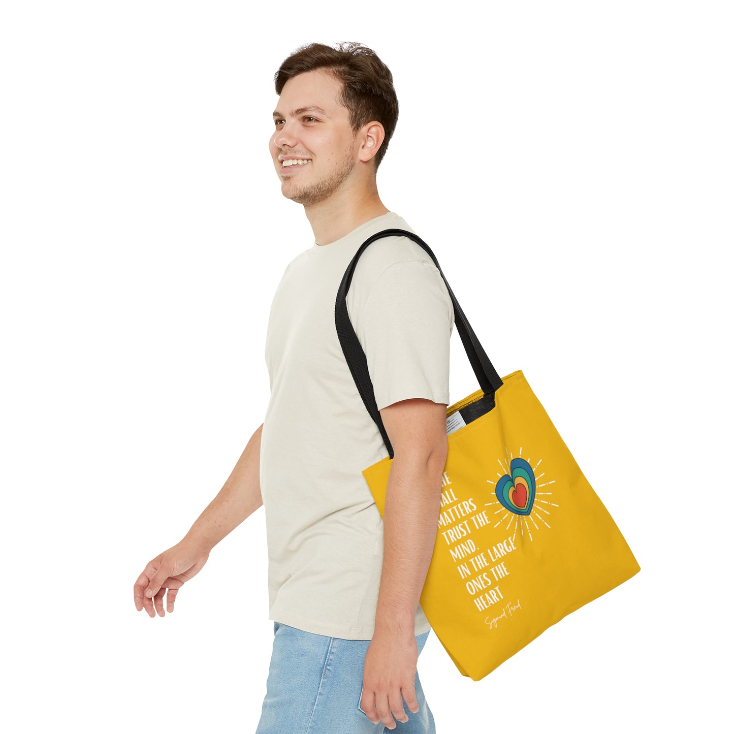 Classic Quotes Tote Bag - Sigmund Freud, 'In the small matters trust the mind, in the large ones the heart' - Tote Bag