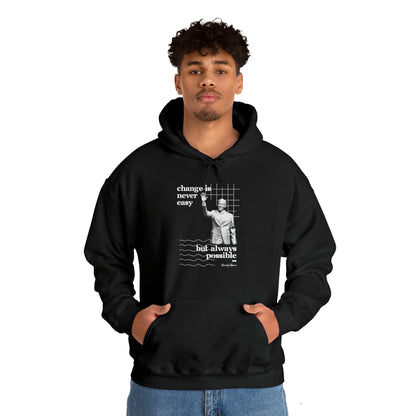 Classic Quotes Hoodie - Barack Obama, 'Change is never easy but always possible' - Unisex Heavy Blend™ Hooded Sweatshirt