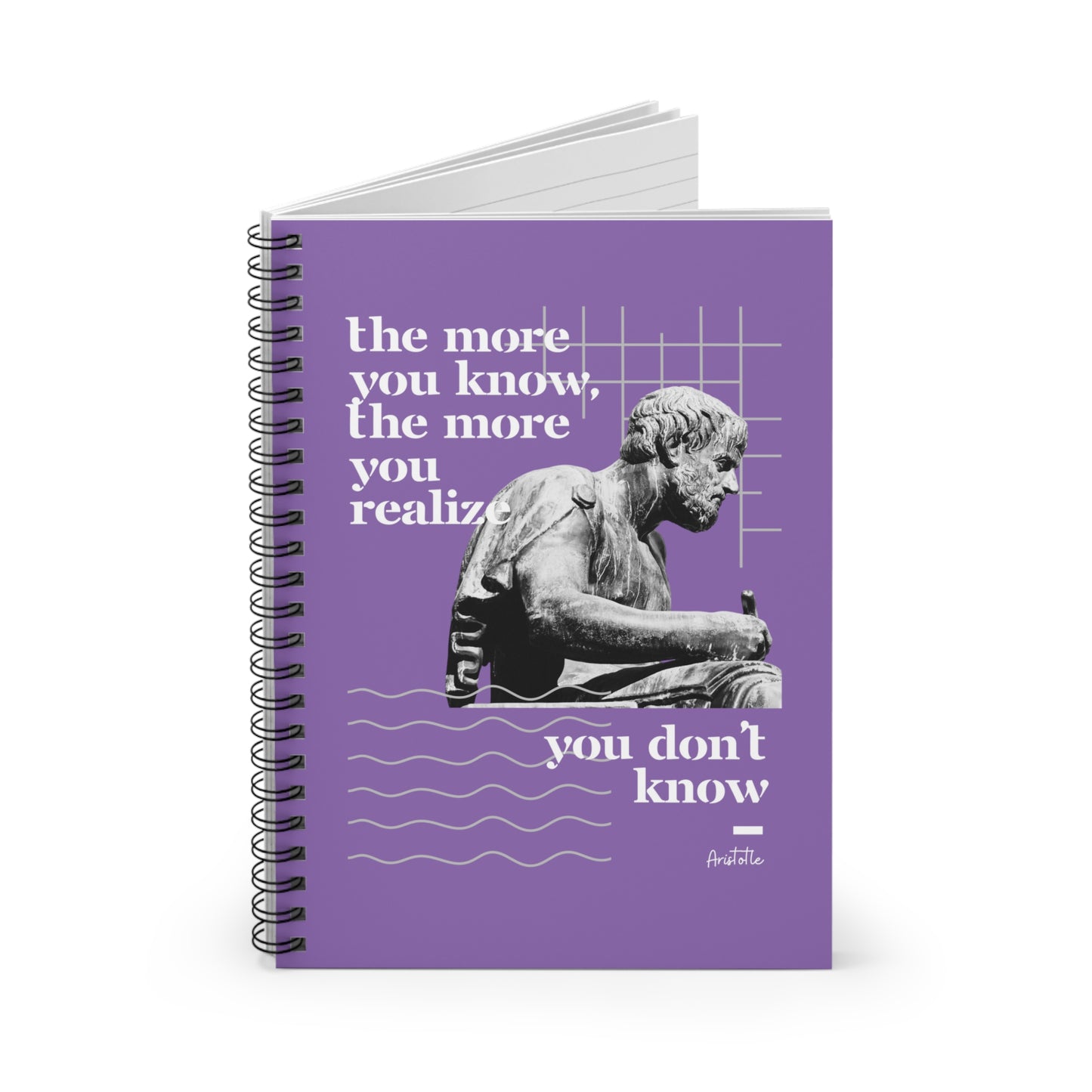 Classic Quotes Spiral Notebook - Aristotle, 'The more you know, the more you realize you don't know' - Spiral Notebook - Ruled Line